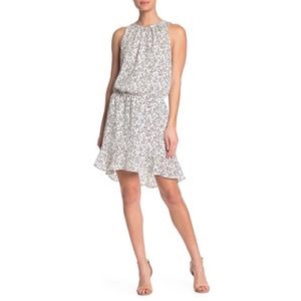 JOIE Sebera Print Sleeveless Dress White Black.